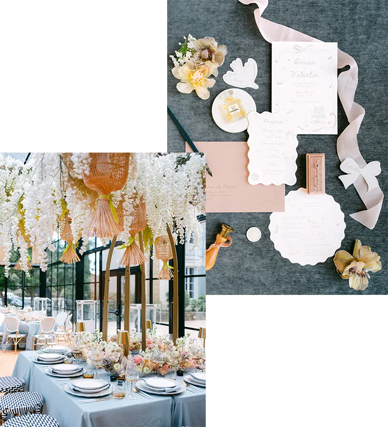 planning wedding, decoration of table, invitation