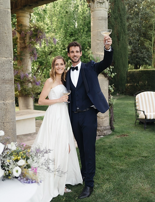 Bride and groom during their welcome diner